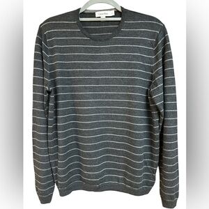 Calvin Klein Mens Merino Wool Blend Pullover Crew Neck Striped Sweater Medium